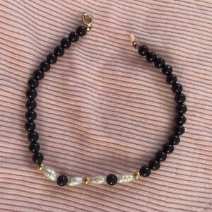 14K black and white pearl beaded bracelet